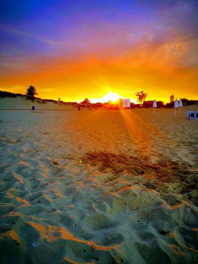 Sunset at sunny beach